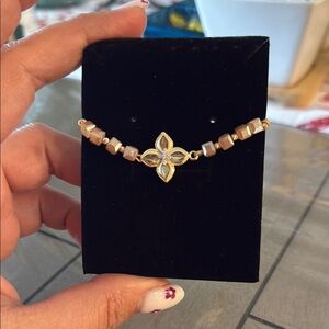 Elegant14K  Gold and Cream Bracelet